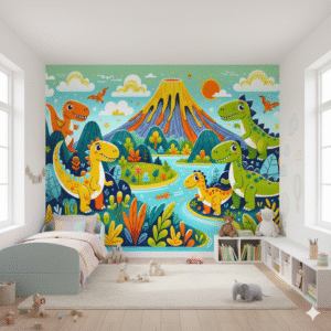 Aventura Jurásica Colorida - Fotomural Infantil de Dinosaurios