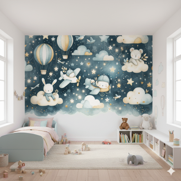 Aventura Espacial Acuarela - Fotomural Infantil Suave