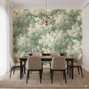 Papel Tapiz Vintage Floral - Hojas de Roble Clásicas