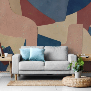 Composición Abstracta Terracota y Azul