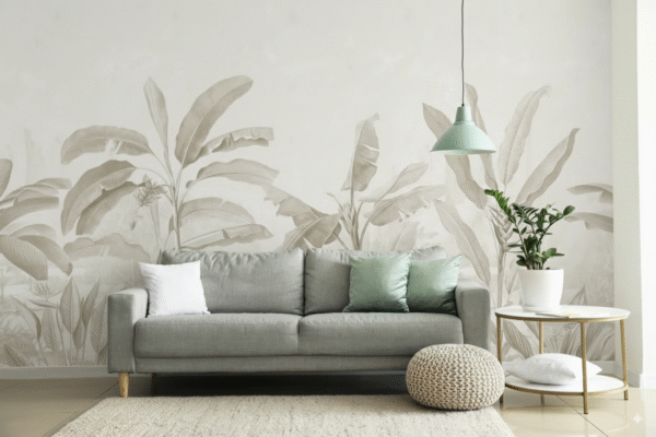 Palmas Gigantes Beige - Trópico Minimalista Elegante