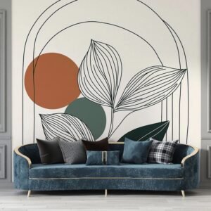 Hojas Botánicas con Círculos Cromáticos