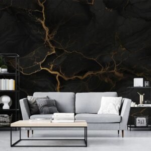 Piedra Negra con Vetas Doradas