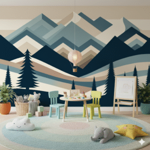 Bosque Geométrico Vintage - Fotomural Montañas Estilizadas