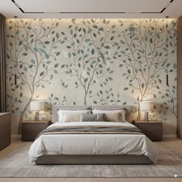Bosque Azul Vintage - Aves entre Ramas