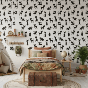 Patrón de Siluetas de Gatos Minimalista