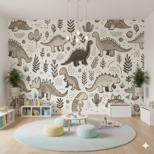 Patrón Vintage de Dinosaurios - Fotomural Estilo Botanical