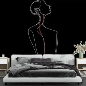 Silueta Femenina con Acento Rojo