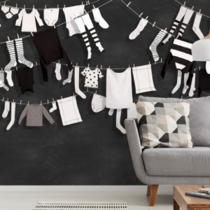 Tendedero Vintage en Blanco y Negro