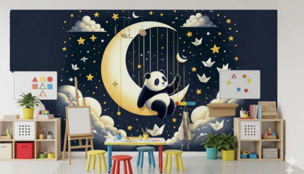 Panda Soñando en la Luna Dorada