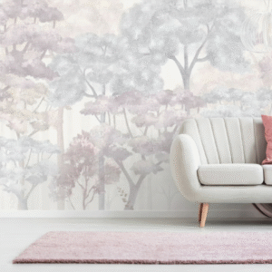 Bosque Romántico Rosa - Árboles Acuarela