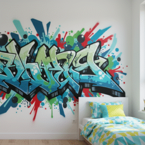 Graffiti Tag Azul Explosivo