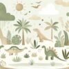 Mundo Dino Minimalista Verde - Fotomural Nursery Moderno - Imagen 2