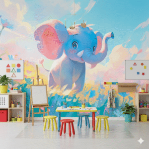 Elefante Bebé en Jardín Mágico