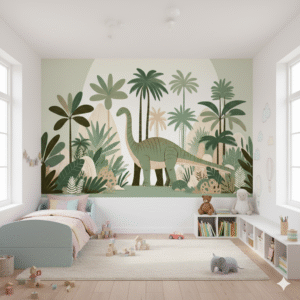 Brontosaurio Gigante Verde - Fotomural Selva Tropical
