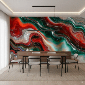 Mural Abstracto Fluido Multicolor - Ondas Dinámicas