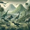 Familia Dinosaurios Bosque Encantado - Fotomural Realista Detallado - Imagen 2