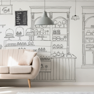 Cafetería Vintage - Ilustración Líneas Negras