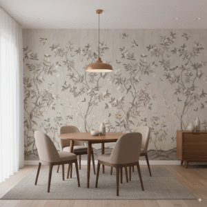 Mural Floral Minimalista - Jardín Monocromático